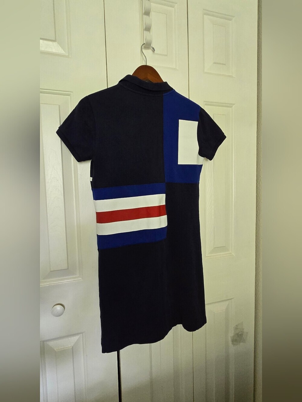 Polo by Ralph Lauren Navy Blue & White Colorblock Polo Dress with Red Stripe - Picture 10 of 16